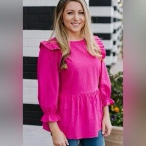 Michelle McDowell Pink Ruffle Mill Top NWT